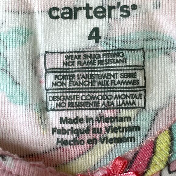 CARTER'S Pajamas Long Sleeve PJs Size 4 Girls Set of 2 Pairs Unicorn Rainbows - Picture 5 of 10
